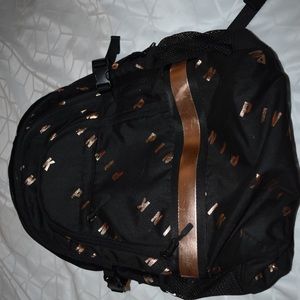 PINK Black & Gold Metallic Campus Backpack